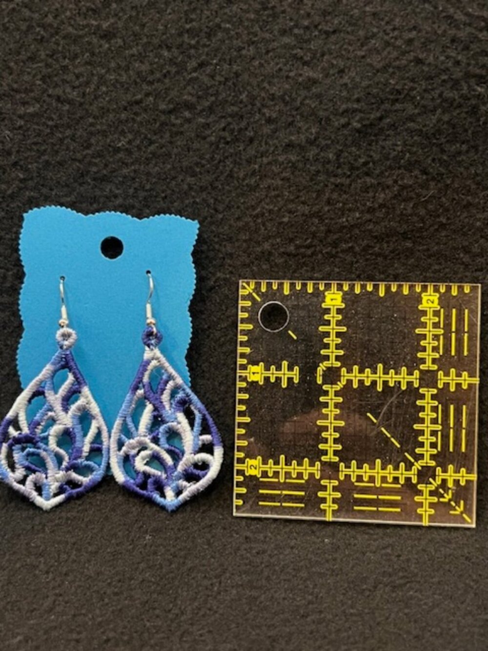 Homemade Varigated Blue Lace Teardrop Earrings - Picture 5 of 5